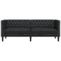 Sofá Chesterfield de 3 plazas cuero artificial negro de , Sofás - Ref: Foro24-372666, Precio: 352,51 €, Descuento: %