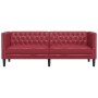 Sofá Chesterfield de 3 plazas cuero artificial rojo tinto de , Sofás - Ref: Foro24-372670, Precio: 271,43 €, Descuento: %