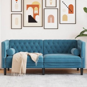 Sofá Chesterfield 2 plazas con cojines terciopelo azul de , Sofás - Ref: Foro24-372691, Precio: 246,36 €, Descuento: %