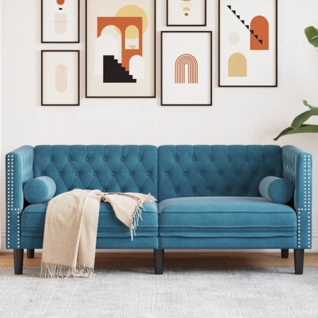 Sofá Chesterfield 2 plazas con cojines terciopelo azul de , Sofás - Ref: Foro24-372691, Precio: 246,36 €, Descuento: %