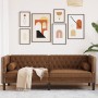 Sofá Chesterfield de 3 plazas piel de ante sintético marrón de , Sofás - Ref: Foro24-372702, Precio: 300,01 €, Descuento: %