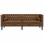 Sofá Chesterfield de 3 plazas piel de ante sintético marrón de , Sofás - Ref: Foro24-372702, Precio: 300,01 €, Descuento: %