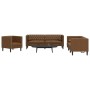 Set de sofás Chesterfield y cojines 3 pzs ante sintético marrón de , Sofás - Ref: Foro24-3209290, Precio: 759,26 €, Descuento: %