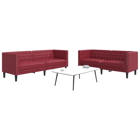 Juego de sofás Chesterfield 2 piezas cuero sintético rojo tinto de , Sofás - Ref: Foro24-3209278, Precio: 542,01 €, Descuento: %
