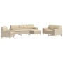 Juego de sofá 4 piezas con reposapiés y cojines tela crema de , Sofás - Ref: Foro24-3278313, Precio: 716,67 €, Descuento: %