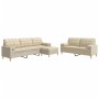 Juego de sofás 3 pzas con reposapiés y cojines tela crema de , Sofás - Ref: Foro24-3278345, Precio: 587,96 €, Descuento: %