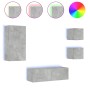 Muebles de TV de pared con luces LED 4 piezas gris hormigón de , Muebles TV - Ref: Foro24-3216884, Precio: 178,34 €, Descuent...