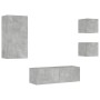 Muebles de TV de pared con luces LED 4 piezas gris hormigón de , Muebles TV - Ref: Foro24-3216884, Precio: 178,34 €, Descuent...