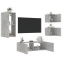 Muebles de TV de pared con luces LED 4 piezas gris hormigón de , Muebles TV - Ref: Foro24-3216884, Precio: 178,34 €, Descuent...