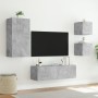 Muebles de TV de pared con luces LED 4 piezas gris hormigón de , Muebles TV - Ref: Foro24-3216884, Precio: 178,34 €, Descuent...