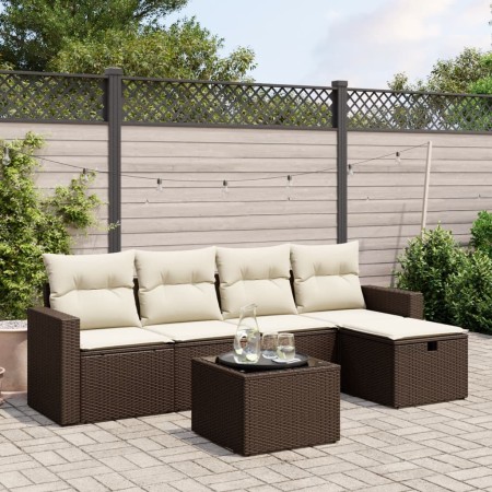 Set sofás de jardín 6 piezas y cojines ratán sintético marrón de , Conjuntos de jardín - Ref: Foro24-3263479, Precio: 348,33 ...