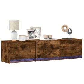 Mueble de TV LED madera ingeniería roble ahumado 165x34x40 cm de , Muebles TV - Ref: Foro24-852254, Precio: 101,79 €, Descuen...