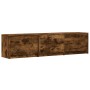 Mueble de TV LED madera ingeniería roble ahumado 165x34x40 cm de , Muebles TV - Ref: Foro24-852254, Precio: 101,79 €, Descuen...