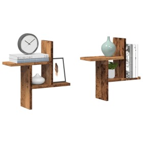 Estantes de pared 2 uds madera ingeniería envejecida 38x12x38cm de , Estantes y estanterías - Ref: Foro24-853252, Precio: 24,...