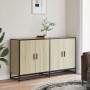 Aparador madera de ingeniería roble Sonoma 134x35x76 cm de , Aparadores - Ref: Foro24-3300816, Precio: 139,39 €, Descuento: %
