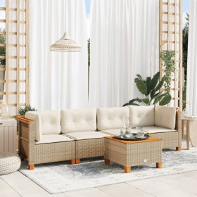 Juego de sofás jardín con cojines 5 pzas ratán sintético beige de , Conjuntos de jardín - Ref: Foro24-3261727, Precio: 369,35...