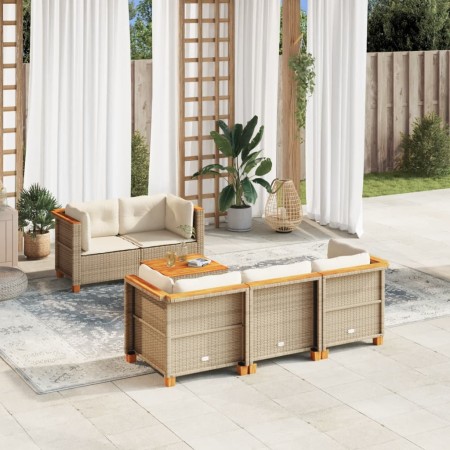 Juego de sofás jardín con cojines 6 pzas ratán sintético beige de , Conjuntos de jardín - Ref: Foro24-3261733, Precio: 442,27...