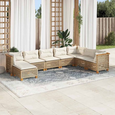 Set de sofás de jardín y cojines 8 piezas ratán sintético beige en Conjuntos de jardín | Comprar online en Foru.es