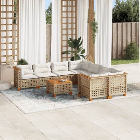 Set de sofás de jardín con cojines 9 pzas ratán sintético beige de , Conjuntos de jardín - Ref: Foro24-3261778, Precio: 737,7...