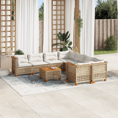 Set de sofás de jardín con cojines 9 pzas ratán sintético beige de , Conjuntos de jardín - Ref: Foro24-3261778, Precio: 737,7...
