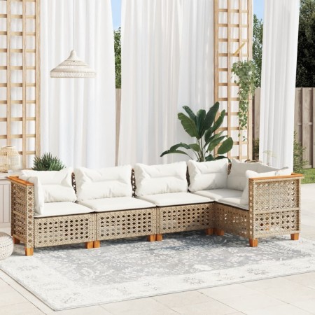 Juego de sofás jardín con cojines 5 pzas ratán sintético beige de , Conjuntos de jardín - Ref: Foro24-3261814, Precio: 434,29...