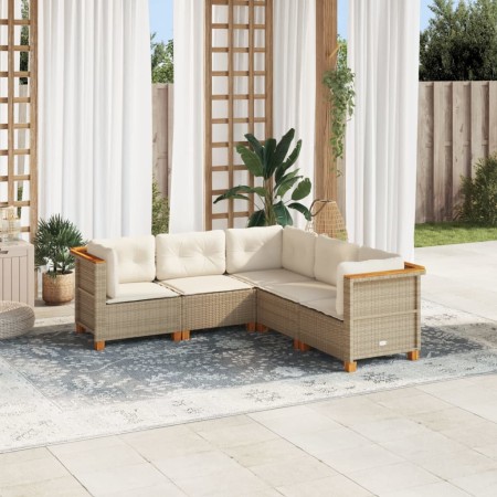 Juego de sofás jardín con cojines 5 pzas ratán sintético beige de , Conjuntos de jardín - Ref: Foro24-3261823, Precio: 378,67...