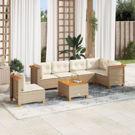 Set sofás de jardín 7 piezas y cojines ratán sintético beige de , Conjuntos de jardín - Ref: Foro24-3261877, Precio: 503,24 €...