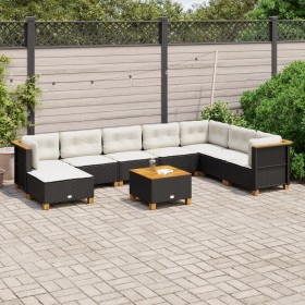 Set de sofás de jardín 8 piezas y cojines ratán sintético negro en Conjuntos de jardín | Comprar online en Foru.es