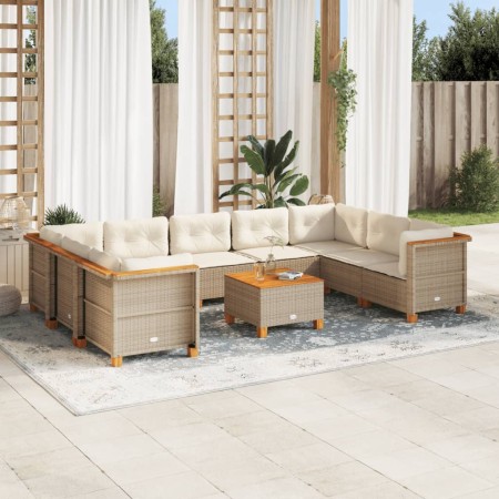 Juego de sofás jardín con cojines beige 10 pzas ratán sintético de , Conjuntos de jardín - Ref: Foro24-3261985, Precio: 709,7...