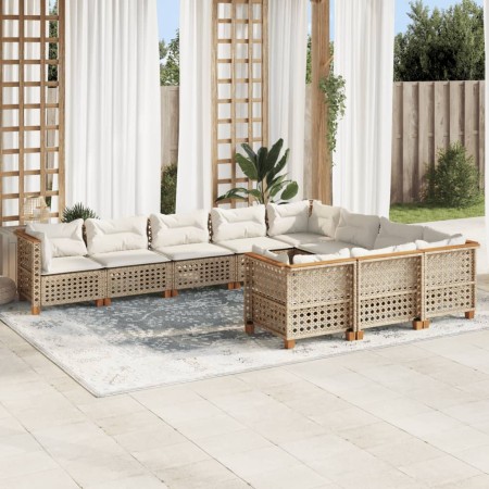 Juego de sofás jardín con cojines beige 10 pzas ratán sintético de , Conjuntos de jardín - Ref: Foro24-3262036, Precio: 828,4...