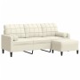 Sofá de 3 plazas con taburete de terciopelo crema 180 cm de , Sofás - Ref: Foro24-3278275, Precio: 359,90 €, Descuento: %