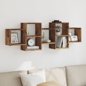 Estantería de pared madera ingeniería envejecida 129x18x42 cm de , Estantes y estanterías - Ref: Foro24-853225, Precio: 53,42...
