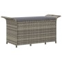 Banco de jardín con cojín ratán sintético gris 116x46x57 cm de , Bancos de jardín - Ref: Foro24-363421, Precio: 114,73 €, Des...