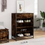 Zapatero de madera y metal roble ahumado 75x38x97,5 cm de , Zapateros y organizadores de calzado - Ref: Foro24-3300877, Preci...