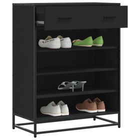 Zapatero de madera de ingeniería y metal negro 75x38x97,5 cm de , Zapateros y organizadores de calzado - Ref: Foro24-3300875,...