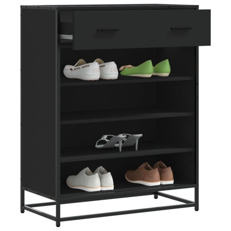 Zapatero de madera de ingeniería y metal negro 75x38x97,5 cm de , Zapateros y organizadores de calzado - Ref: Foro24-3300875,...