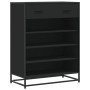 Zapatero de madera de ingeniería y metal negro 75x38x97,5 cm de , Zapateros y organizadores de calzado - Ref: Foro24-3300875,...