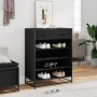 Zapatero de madera de ingeniería y metal negro 75x38x97,5 cm de , Zapateros y organizadores de calzado - Ref: Foro24-3300875,...