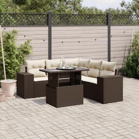 Set sofás de jardín 6 piezas y cojines ratán sintético marrón de , Conjuntos de jardín - Ref: Foro24-3269163, Precio: 480,41 ...