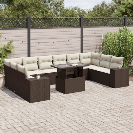 Set de sofás de jardín 11 pzas cojines ratán sintético marrón de , Conjuntos de jardín - Ref: Foro24-3269413, Precio: 777,23 ...