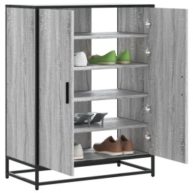 Zapatero madera de ingeniería y metal gris Sonoma 75x38x97,5 cm de , Zapateros y organizadores de calzado - Ref: Foro24-33008...