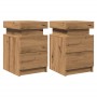 Mesitas noche con LED 2 uds madera roble artisian 35x39x55 cm de , Mesitas de noche - Ref: Foro24-857657, Precio: 127,82 €, D...