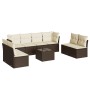 Set de sofás de jardín 9 pzas y cojines ratán sintético marrón de , Conjuntos de jardín - Ref: Foro24-3217463, Precio: 568,54...