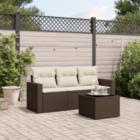 Set de sofás de jardín 4 pzas y cojines ratán sintético marrón de , Conjuntos de jardín - Ref: Foro24-3218663, Precio: 252,10...