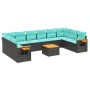 Set de sofás de jardín 11 pzas y cojines ratán sintético negro de , Conjuntos de jardín - Ref: Foro24-3227170, Precio: 815,60...