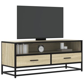 Mueble TV metal y madera ingeniería roble Sonoma 100x34,5x40 cm de , Muebles TV - Ref: Foro24-848815, Precio: 88,06 €, Descue...