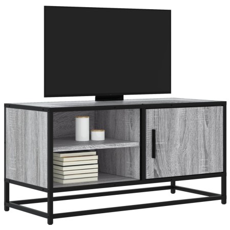 Mueble TV madera ingeniería y metal roble ahumado 80x34,5x40 cm de , Muebles TV - Ref: Foro24-848822, Precio: 67,29 €, Descue...