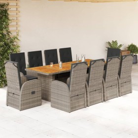 Set de comedor de jardín 11 pzas y cojines ratán sintético gris de , Conjuntos de jardín - Ref: Foro24-3277617, Precio: 1,00 ...