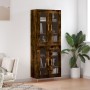 Aparador alto madera contrachapada roble ahumado 69,5x34x180 cm de , Aparadores - Ref: Foro24-3198270, Precio: 165,94 €, Desc...