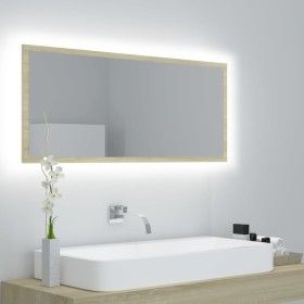 Espejo de baño LED acrílico color roble Sonoma 100x8,5x37 cm de vidaXL, Tocadores de baño - Ref: Foro24-804943, Precio: 55,61...